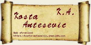 Kosta Antešević vizit kartica